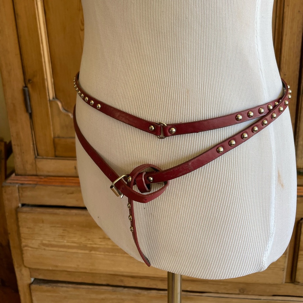 Red Wrap Leather Studded Belt